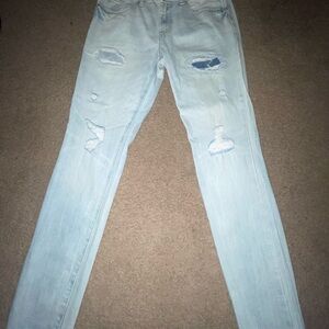 Slim Fit Blue Distressed Jeans